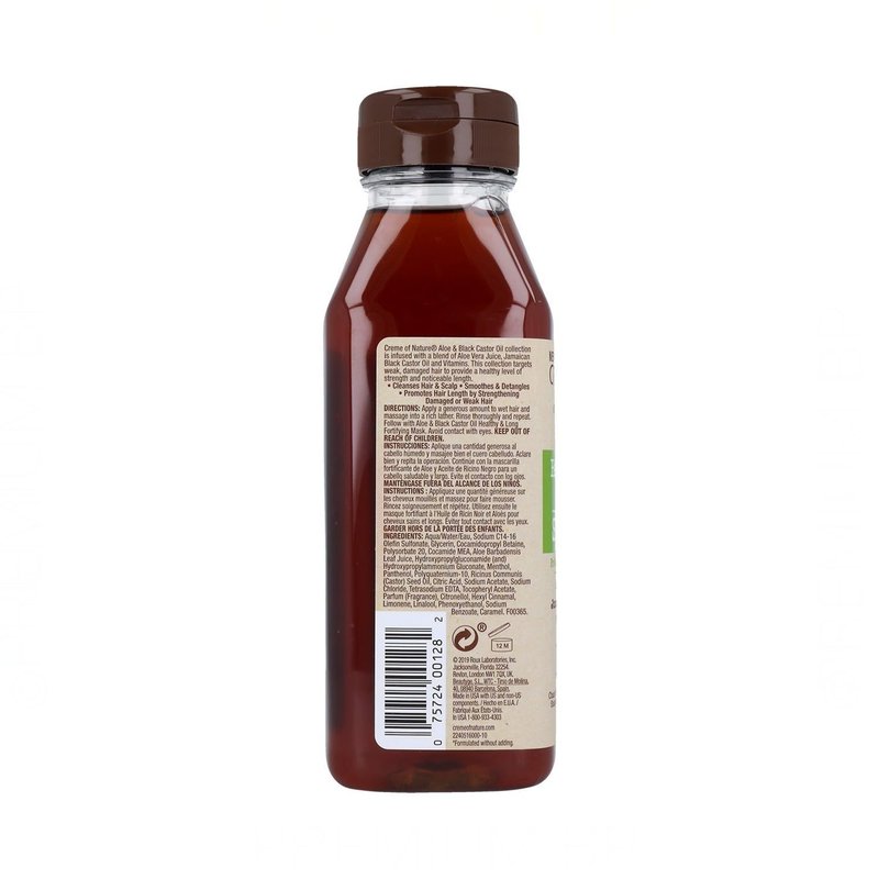 Creme of Nature Aloe & Black Castor Oil Shampoo, 12 Ounce - Cleanses hair & scalp, Smoothens & detangles, Promotes length by strengthening damaged or weak hair