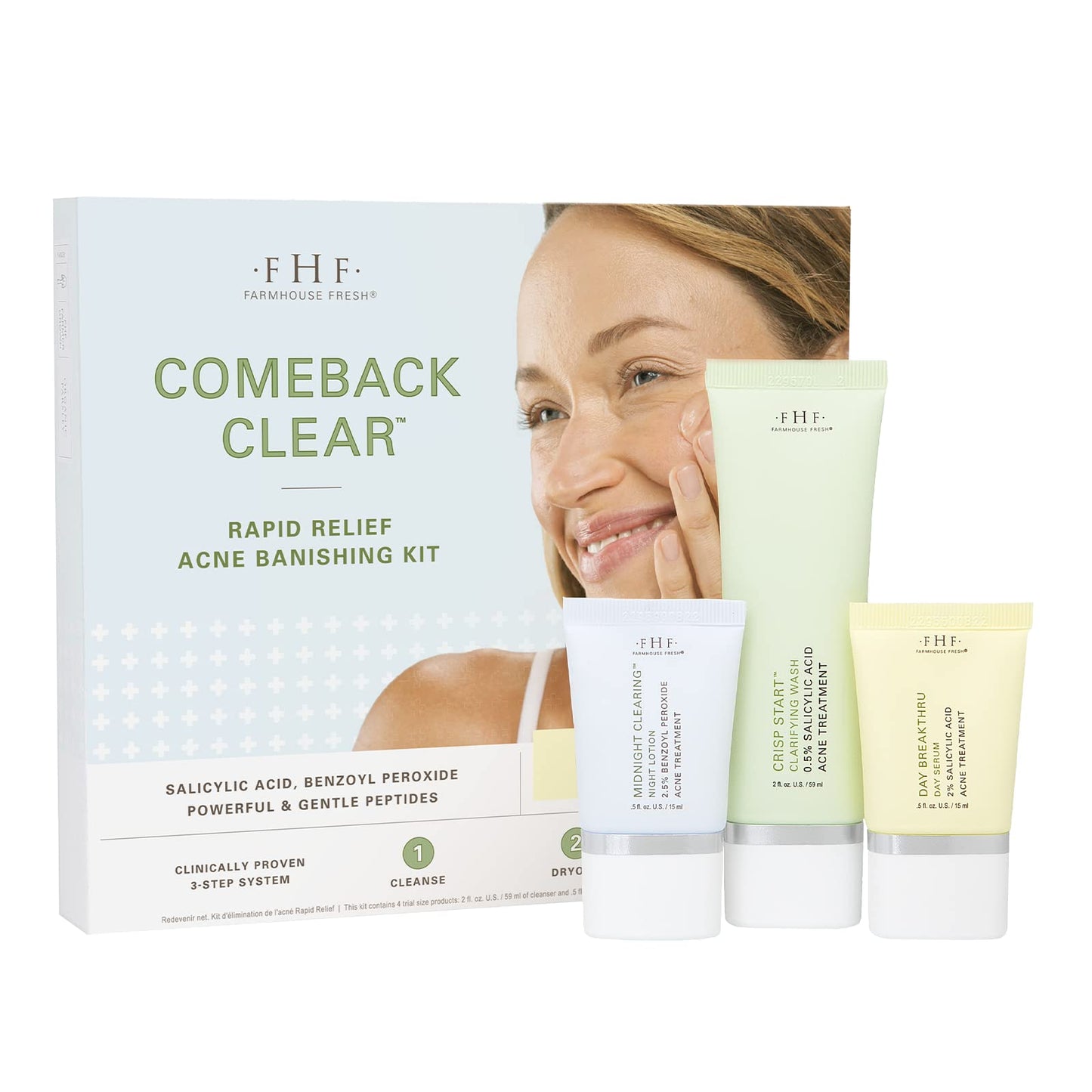 FarmHouse Fresh Acne Kit, Acne Treatment for Face, Face Wash, Soap, Comeback Clear Rapid Relief Banishing Kit