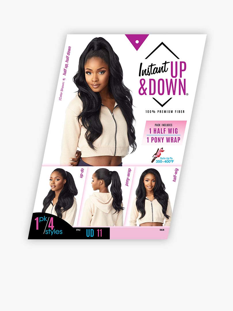 Sensationnel Instant Updown Halfwig Pony-lud 11, 1 JETBLACK