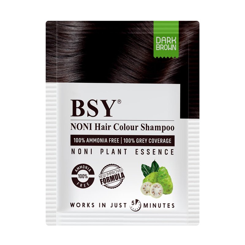 BSY Noni Black Hair Magic Shampoo - Natural 5 Mins Ammonia-Free Shampoo Hair Color, Permanent Hair Dye, 20x0.67 Fl Oz
