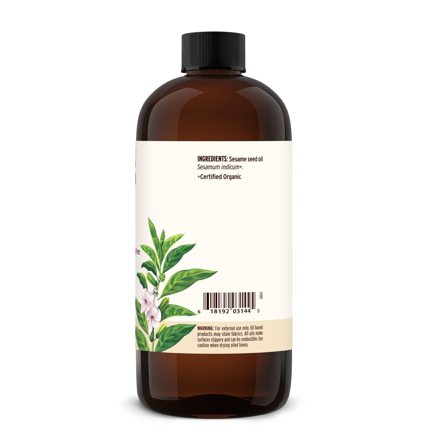 Banyan Botanicals Organic Unrefined Sesame Oil – Rich & Warming Ayurvedic Massage Oil for Body & Scalp – Traditional Abhyanga Oil for Deep Tissue Grounding & Recovery – 16 oz – USDA Organic