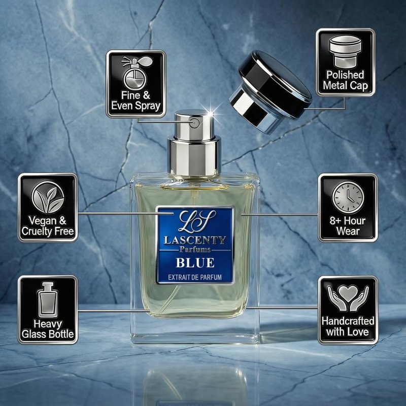 LaScenty BLUE Cologne Inspired by BLEU DE Chnl for Men (1.7oz / 50ml) | Extrait de Parfum | Long-Lasting Fresh Woody Aromatic Scent | Signature Bold Perfume | Luxury Fragrance
