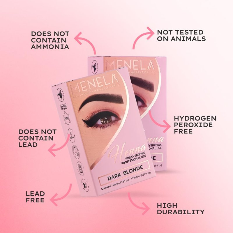 MENELA Eyebrow Henna Tint Kit - Black - Brow Color with Bamboo Extract - Natural Look, Easy Application - 2.5g Henna + 15ml Fixer - Ammonia-Free, Vegan (Black)