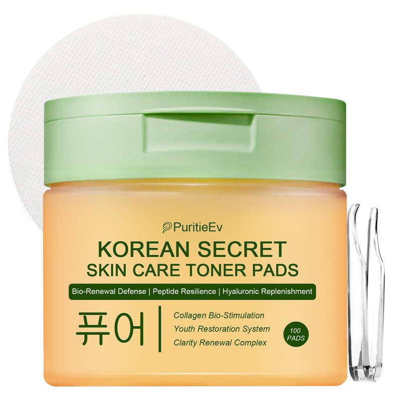 Korean Skin Care Toner Pads Snail Mucin Toning Polish Pads - Facial Skincare for Dark Spots, Wrinkles & Dull Skin - Hydrating Facial Treatment - 100 Count
