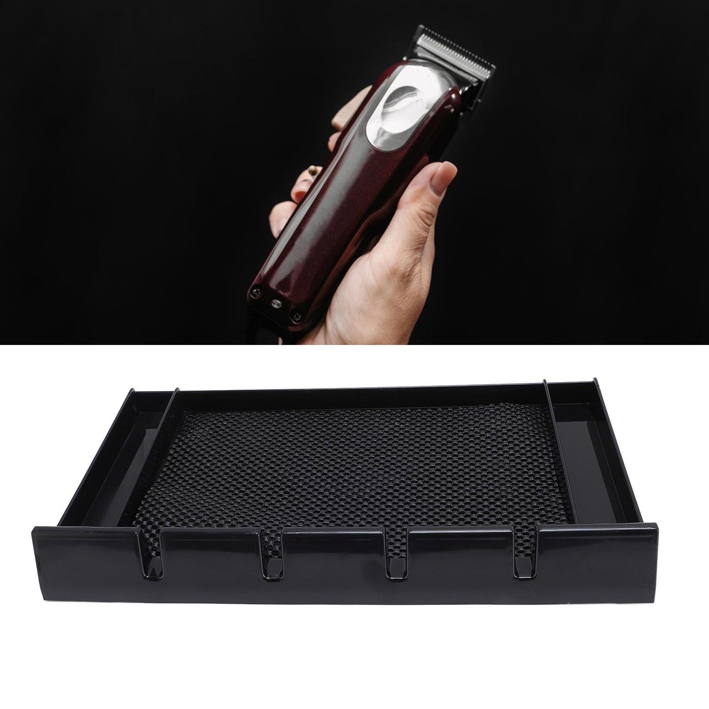 Station Organizer, Multi Compartment Countertop Tool Storage for Busy Barbers Stylists, Barber Clipper Organizer Plastic Anti Slip Push Pull Hair Clipper Holder Barber Station