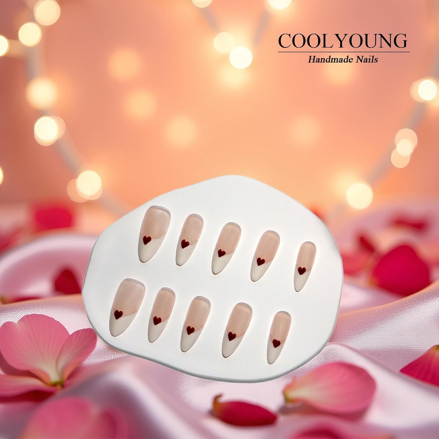 Blue Almond Press-On Nails - 10 PCS Handmade Acrylic Fake Nails for Women