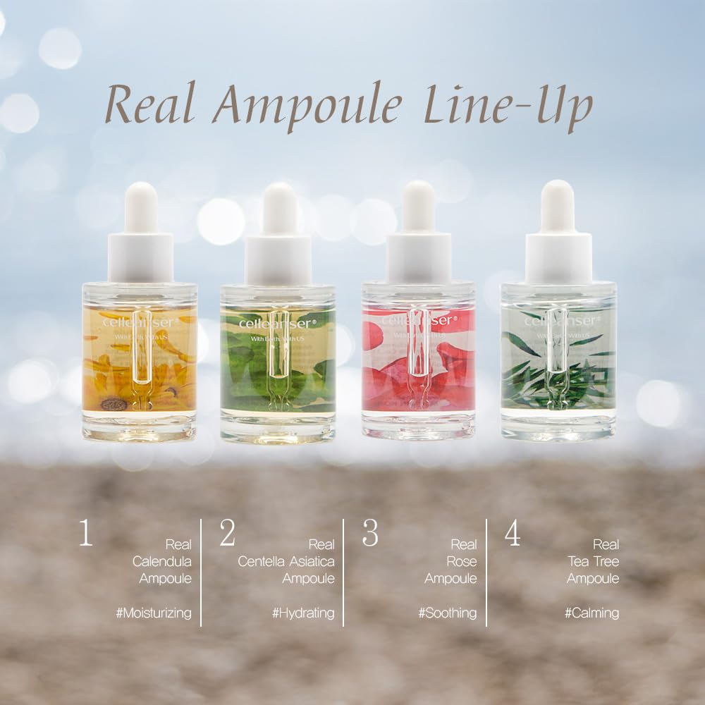 CELLEANSER Real Ampoule - 100% Centella Asiatica Extract Water, Single-Ingredient Soothing Serum for Sensitive Skin, 1.01 fl.oz