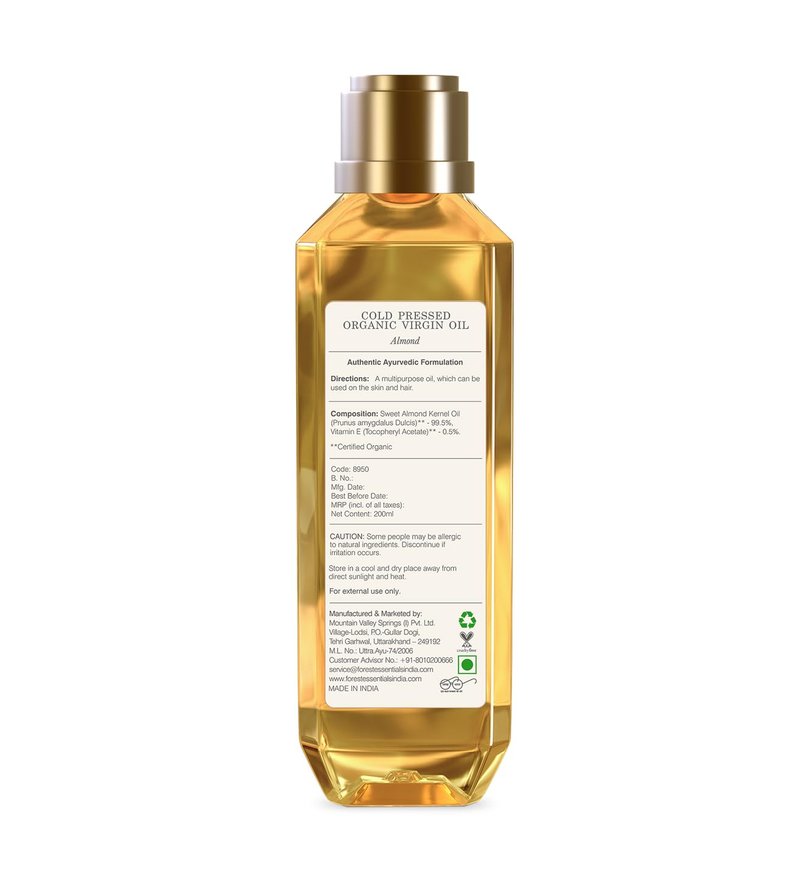 Forest Essentials Organic Cold Pressed Virgin Almond Oil - 200ml