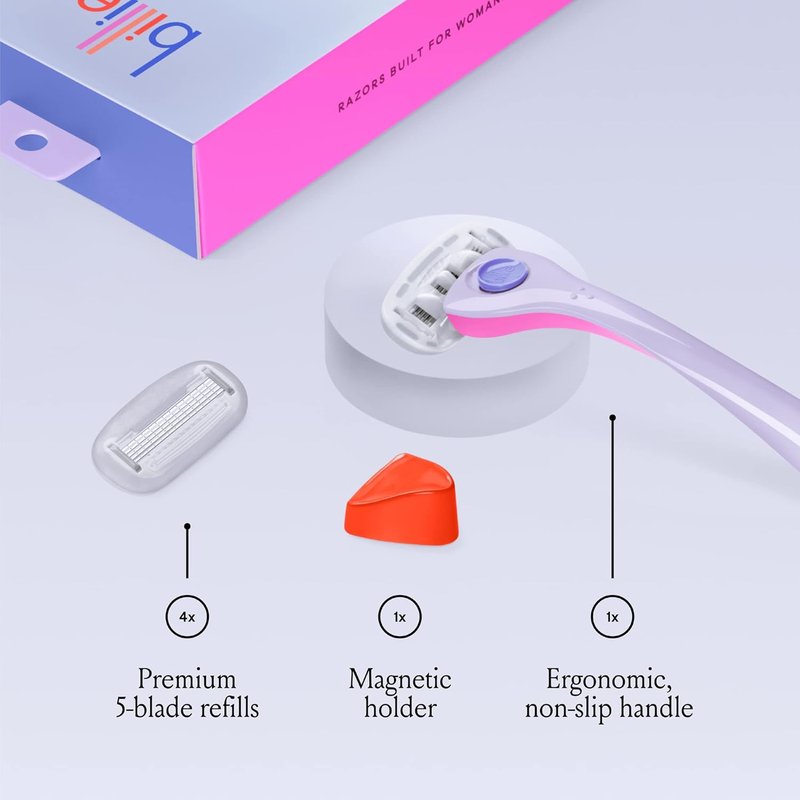 Billie Women's Razor Refill Blades - 5-Blade Cartridges with Magnetic Holder | 8 Count Shave Kit