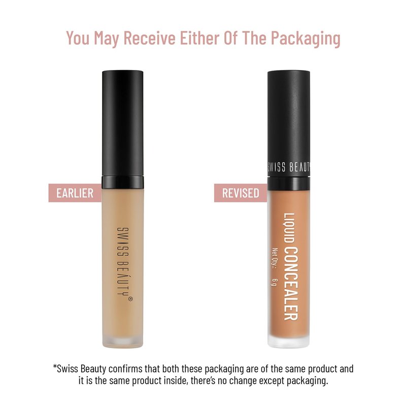 Swiss Beauty Liquid Light weight Concealer with Full Coverage |Easily Blendable Concealer for face makeup with Matte finish | Shade- Medium - Beige, 6g |