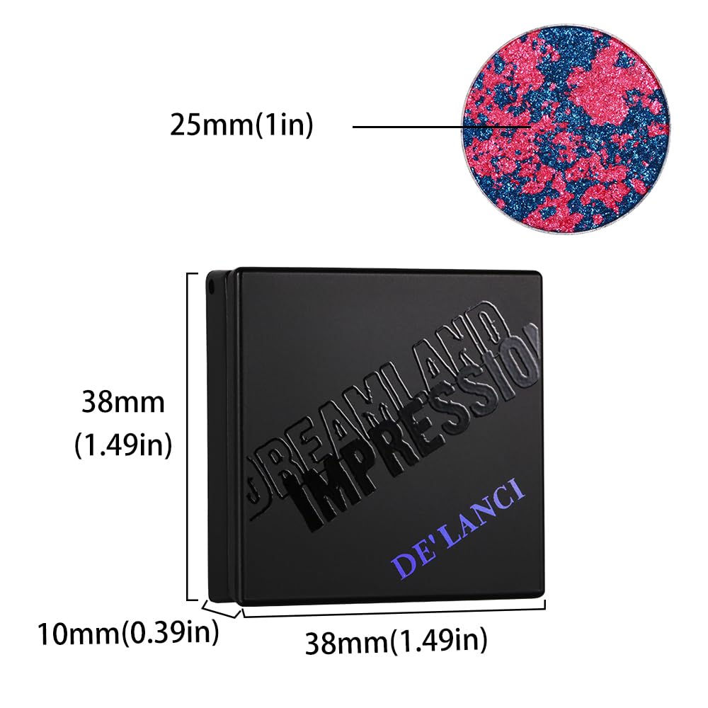 DE'LANCI Multichrome Glitter Eyeshadow, Chrome Purple Blue Eyeshadow Shimmery, Multi-Dimensional, Highly pigmented Blendable Sparkly Glitter Eye Shadow, Single Duo chrome Eye shadow, 02