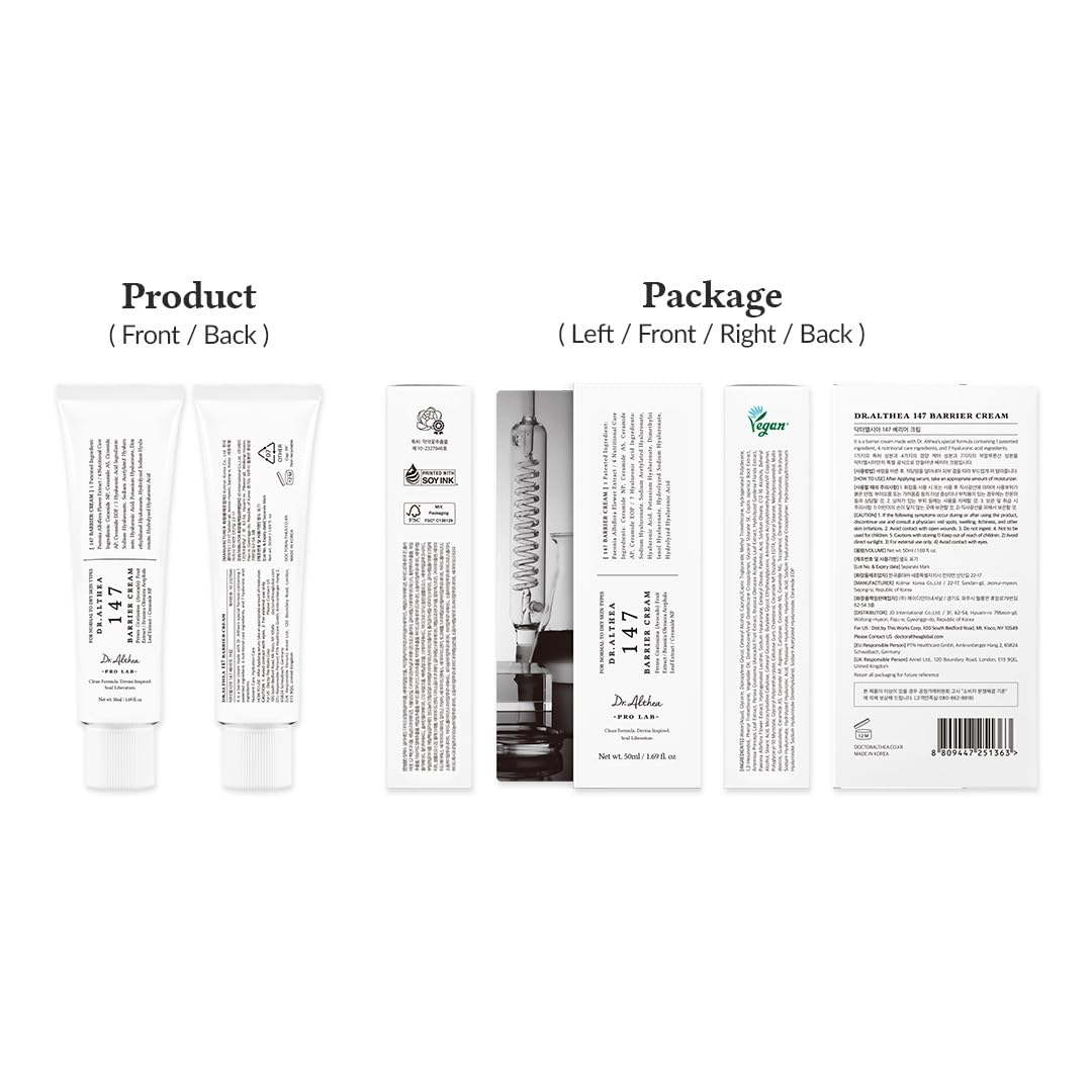 Dr.Althea Barrier Cream - Daily Hydrating Skin Care with Hyaluronic Acid & Ceramides | 1.69 Fl Oz