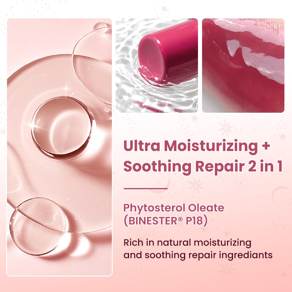 CATKIN Glossy Lip Balm 3pcs Gift Set, Ultra Hydating Glow Lip Tinted Jelly Plump Melting Balm Shea Butter Repair Soothing For Dry Lips Dewy Finished 0.12 oz 01