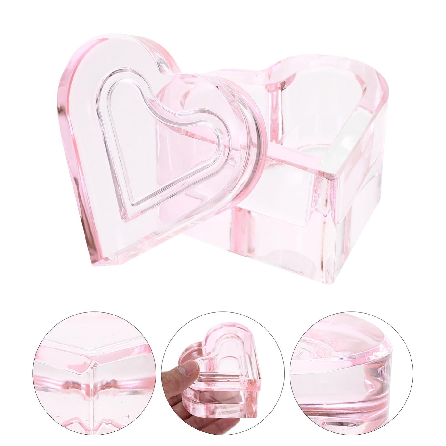 Beaupretty Heart Shape Nail Dish with Lid 2.75 Inch Crystal Glass Manicure Cup for Acrylic Nail Liquids Salon and Home Use