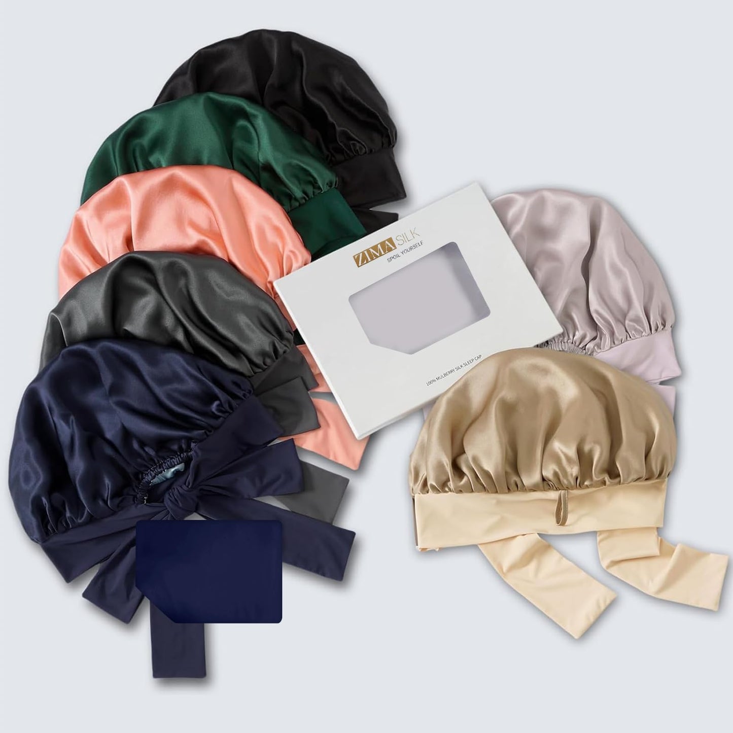ZIMASILK 100% Mulberry Silk Bonnet for Sleeping Women Long Hair Double Layer Silk Hair Wrap with Tie Band Stay On Head (1Pc, Purple)
