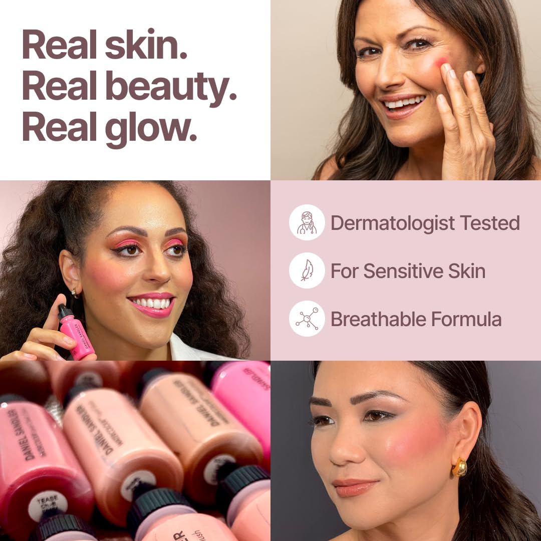 Daniel Sandler WATERCOLOUR LIQUID ILLUMINATOR 'ELEGANCE' 15ml – Liquid Shimmer Makeup, Highlighter – Oil-Free, Lightweight, Buildable & Long-Lasting for Cheeks, Lips