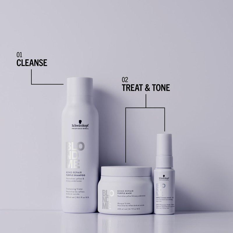 BlondMe Bond Repair Purple Mask for Blonde Hair | Neutralizes Yellow & Brassy Tones | Maintain, Refresh, & Enrich | For Moisturized, Healthy-Looking Cool-Toned Blondes