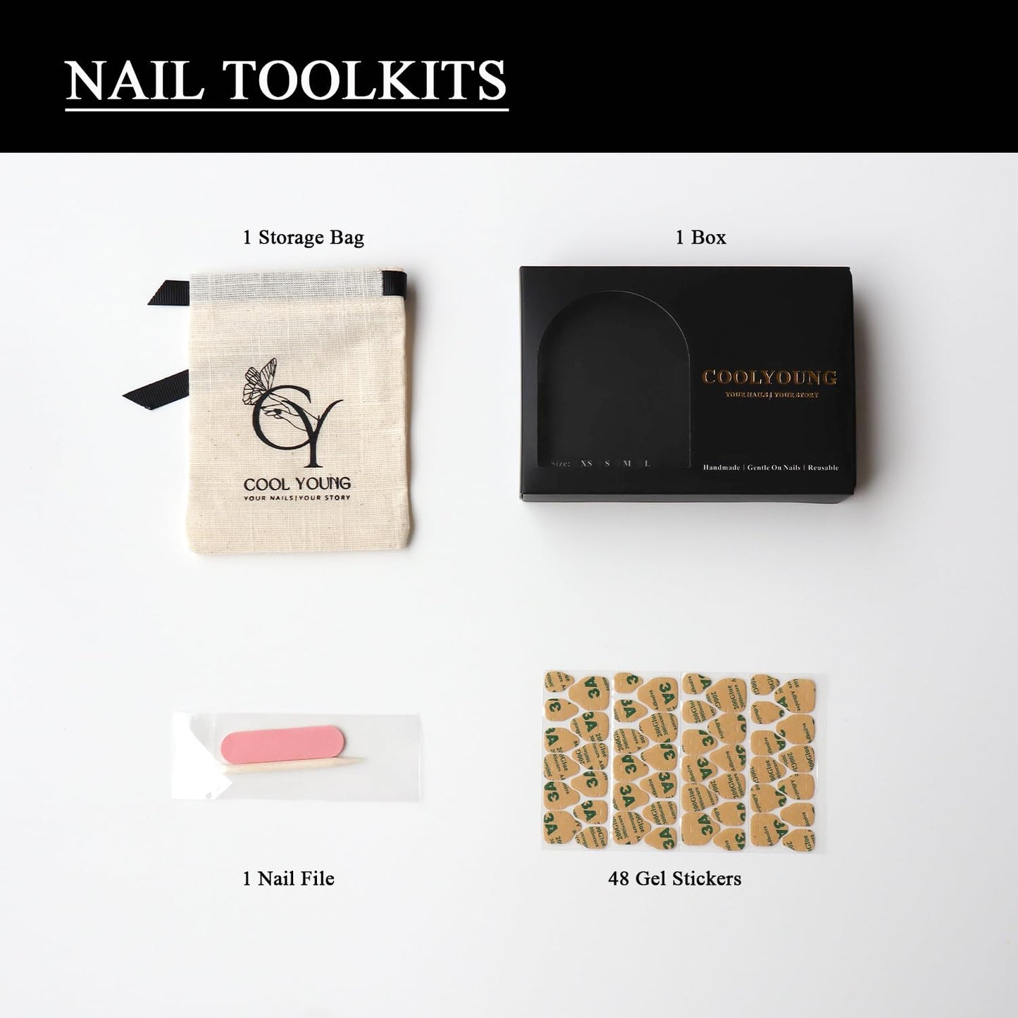 Blue Almond Press-On Nails - 10 PCS Handmade Acrylic Fake Nails for Women