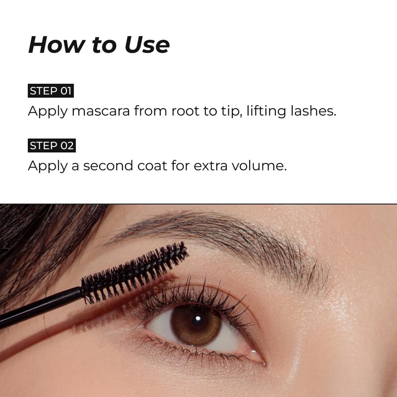 BOM COSMETICS Wonderproof Mascara Volume & Curl #01 Deep Black 0.28 oz salon-like curling power for lifted voluminous lashes, eyelash extension care, long lasting smudge and waterproof formula