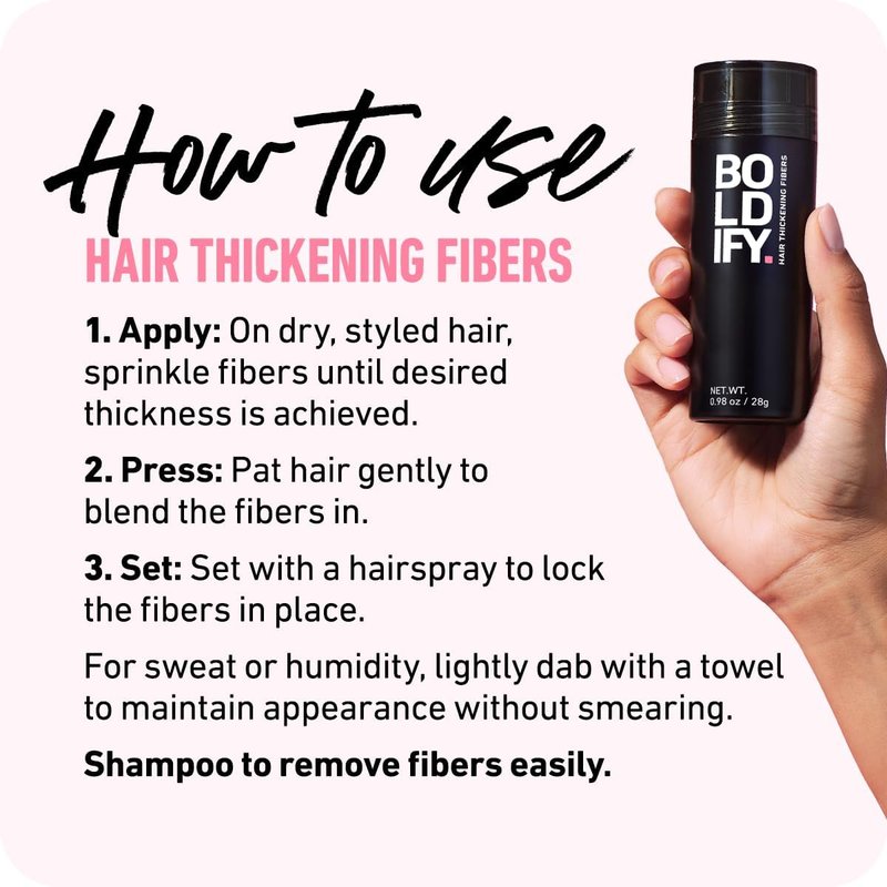 BOLDIFY Hair Fibers - Fill In Thinning and Fine Hair for an Instantly Fuller, Thicker Look - 14 Shades for Women & Men