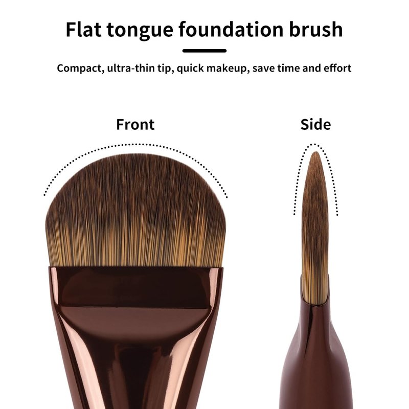 MAANGE 5 PCS Foundation Makeup Brush Set Double-ended Kabuki Mask Contour Brush for Liquid Powder Concealer Cream Cosmetics Blending Makeup Brushes (Coffee)