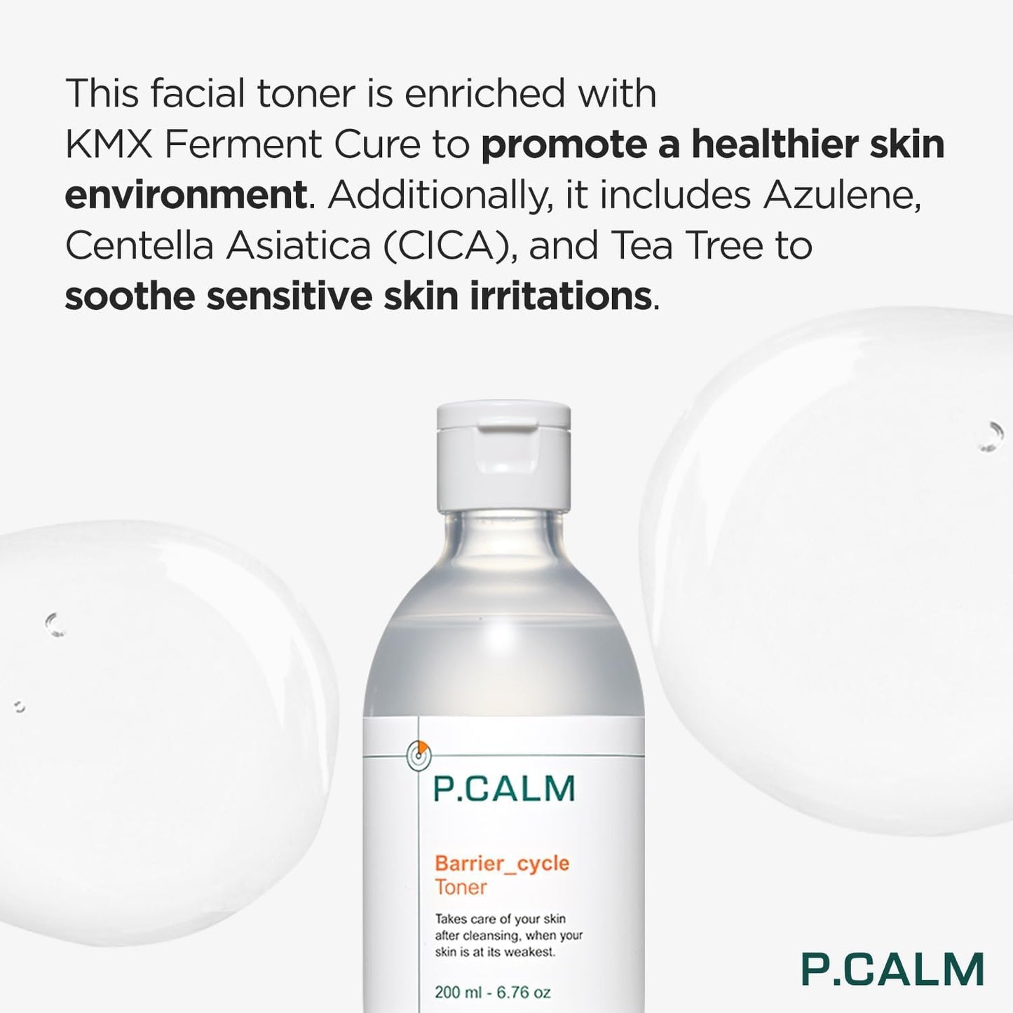 P.CALM Barrier Cycle Toner – Azulene & Centella Asiatica for Deep Hydration & Skin Barrier Strengthening, Korean Vegan Facial Toner for Sensitive Skin (500ml / 16.9 fl.oz)