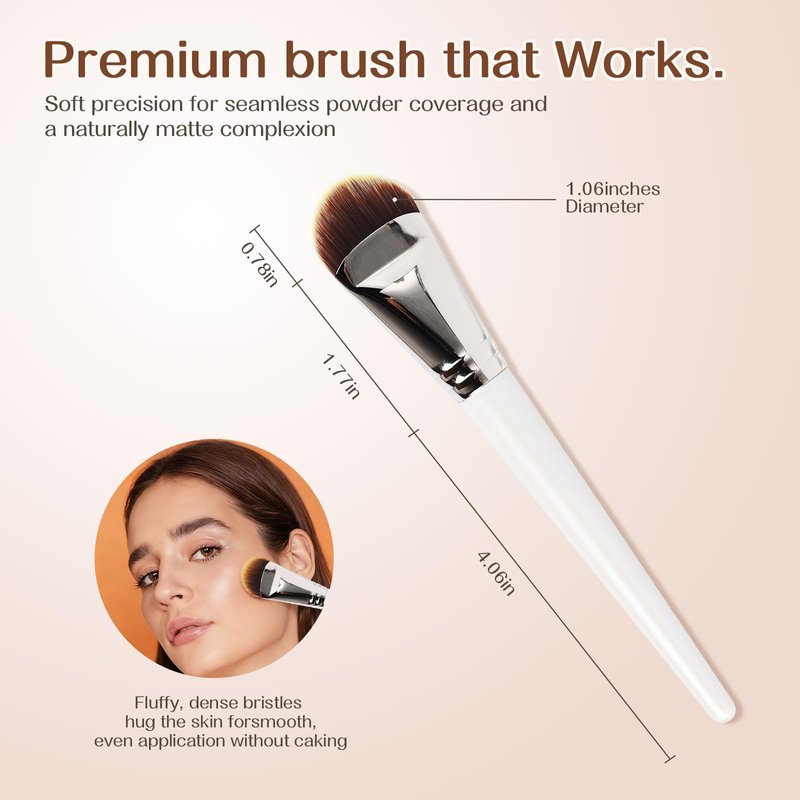 SEINGTOOM Flat Foundation Brush, Korean Makeup Brush, Soft Synthetic Bristles for Liquid & Cream Foundation, Concealer Contour, Seamless and High-Coverage Face Makeup (white)