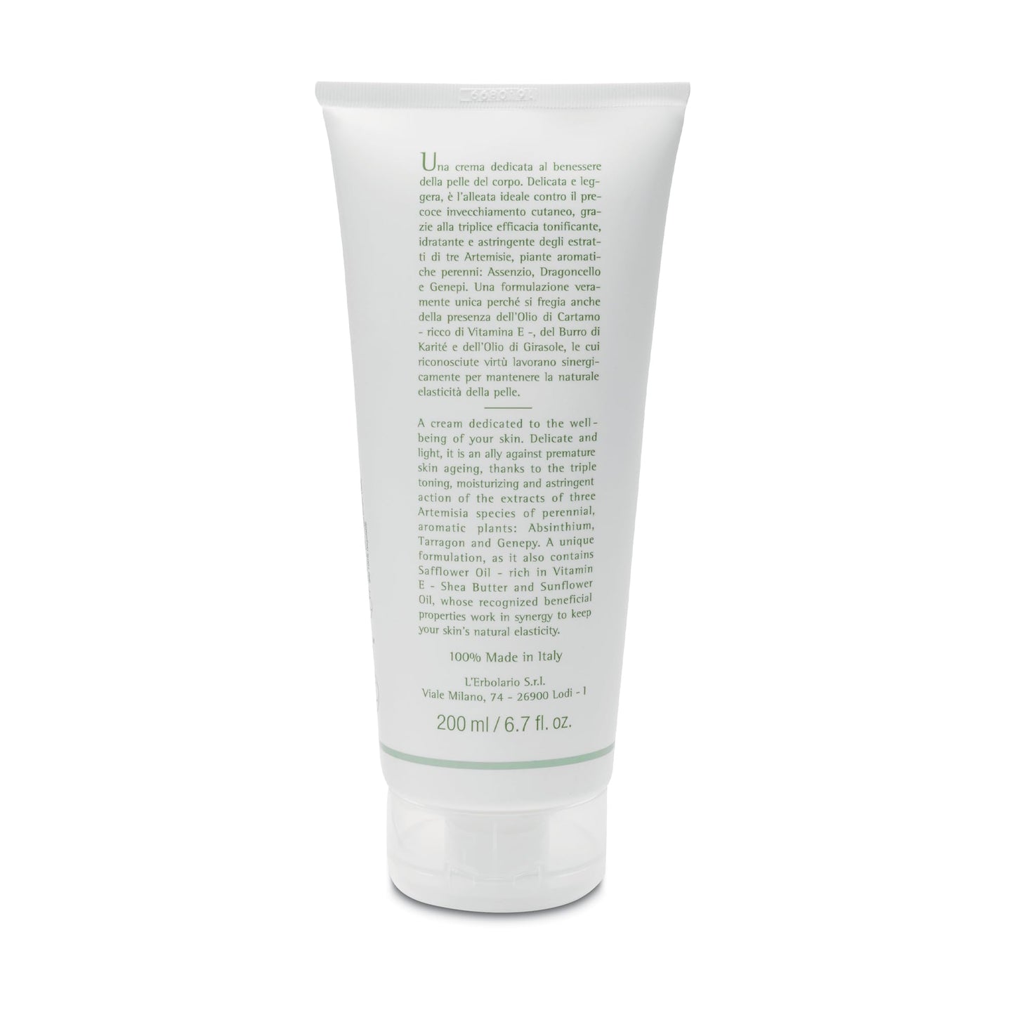L’Erbolario Body Cream – Moisturizing Body Butter for All Skin Types – Revitalizing and Firming Skin Care with Herbal Notes - Absinthium – 6.7 oz