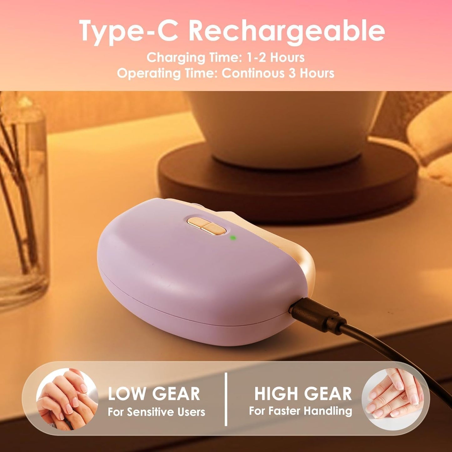 Automatic Electric Nail Clippers 3-in-1 with LED Light & Dust Storage - Toenail Trimmer & Polisher for Men & Women (Purple)