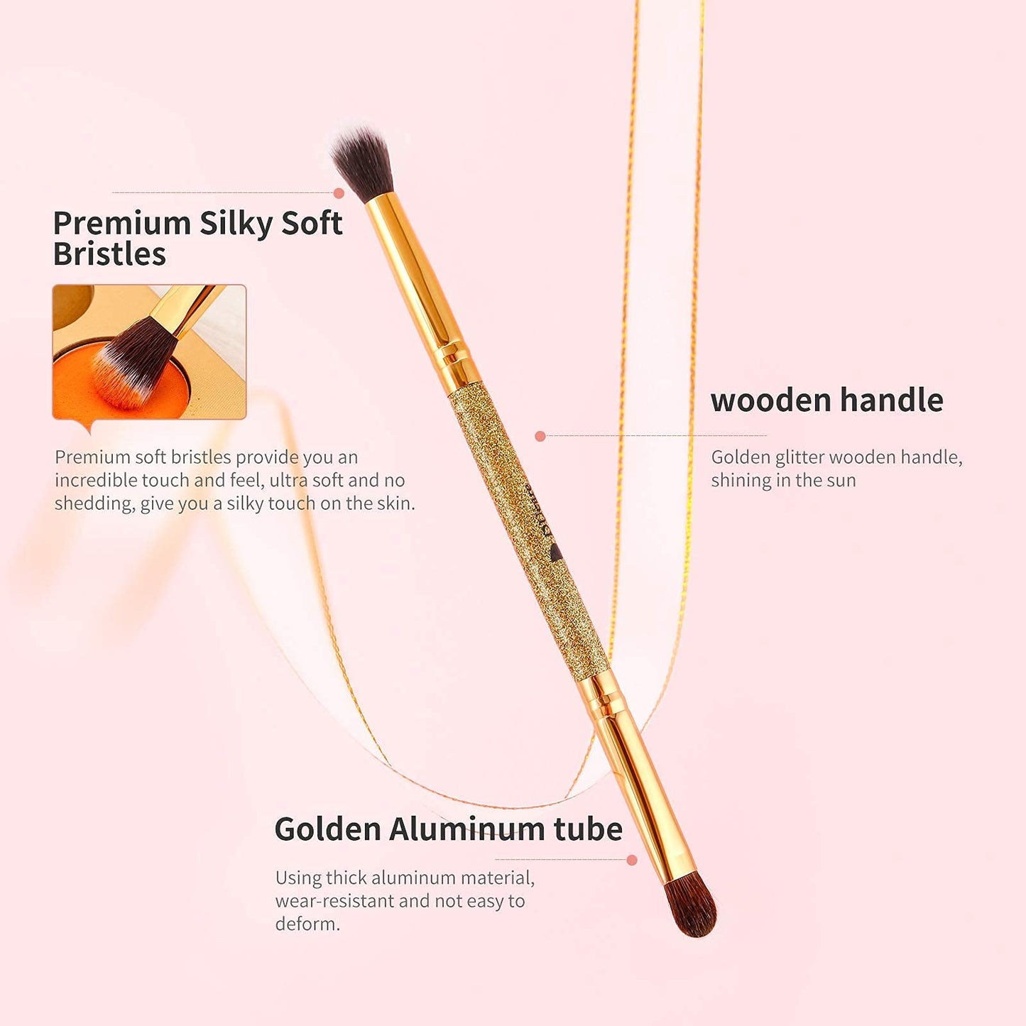 DUcare Duo End Foundation Powder Buffer Contour Brushes 2PCS + Eyeshadow Brush Set 5pcs