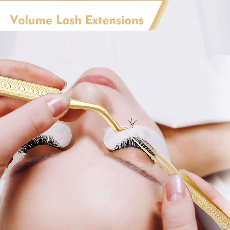 Ms.Queen Lash Tweezers for Eyelash Extension-Professional Lashing Tweezers for Mega Volume Mink Eyelashes Extensions Applying,5PCS Set