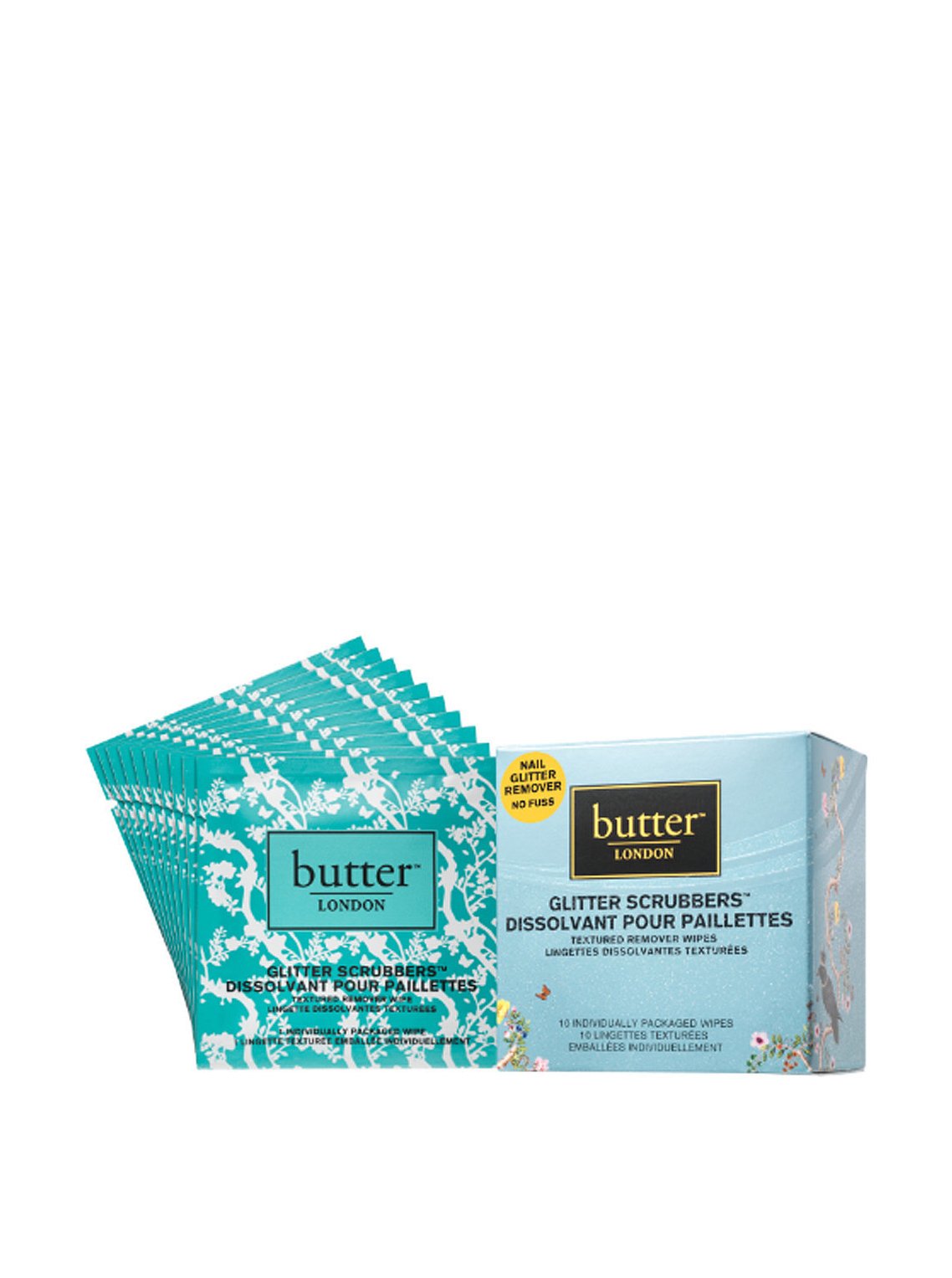 Butter London Glitter Scrubbers Textured Remover Wipes, 10 Count
