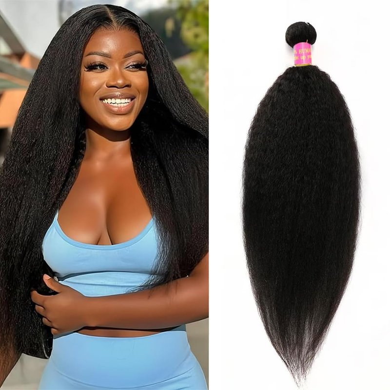 18 inch Kinky Straight 1 Bundle Yaki Straight Human Hair One Bundle 100% Unprocessed Brazilian Virgin Hair Kinky Straight Human Hair For Black Women