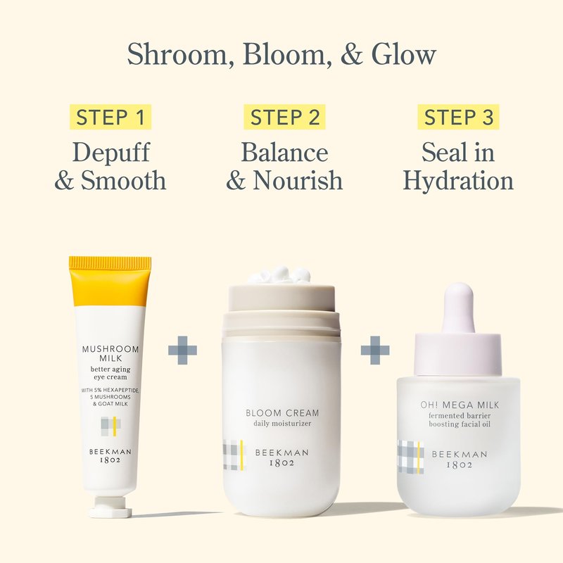 Beekman 1802 Mushroom Goat Milk Eye Cream - Clinically Proven Anti-Aging Eye Treatment for Under-Eye Circles & Fine Lines - With Hexapeptide and Snow Mushrooms - Fragrance-Free, Cruelty-Free