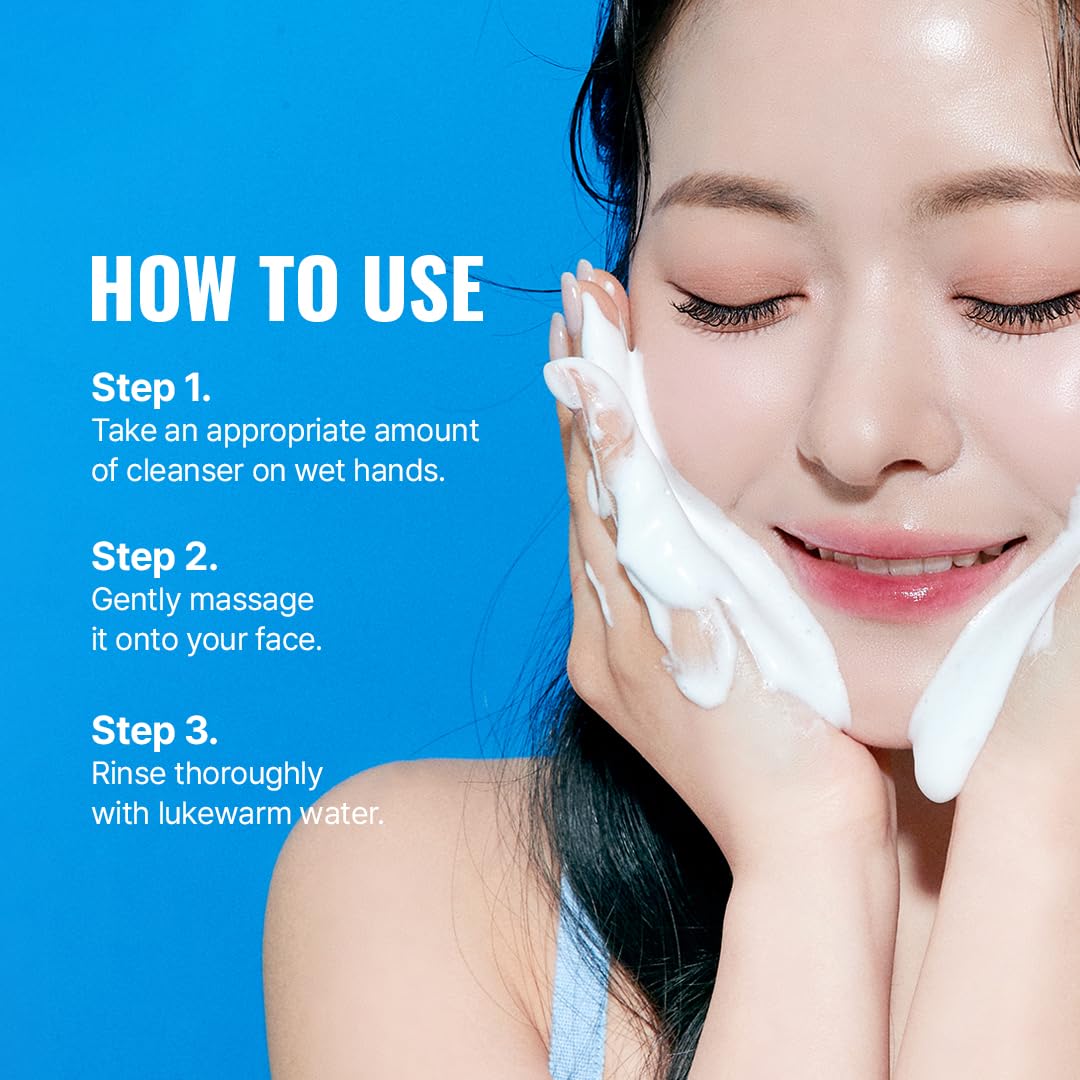 TOVEGAN Blue Balancing Foam Cleanser | Acne-Relief Face Wash | Soft Dense Microbubble Foam | Blue Food Complex | Gentle Daily Cleanser 5.07 fl oz
