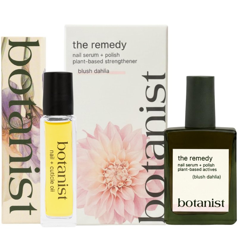 Botanist Nail Rescue Kit - Nail Strengthening Polish & Growth Serum | Non-Toxic, Vegan Formula (Blush Dahlia)
