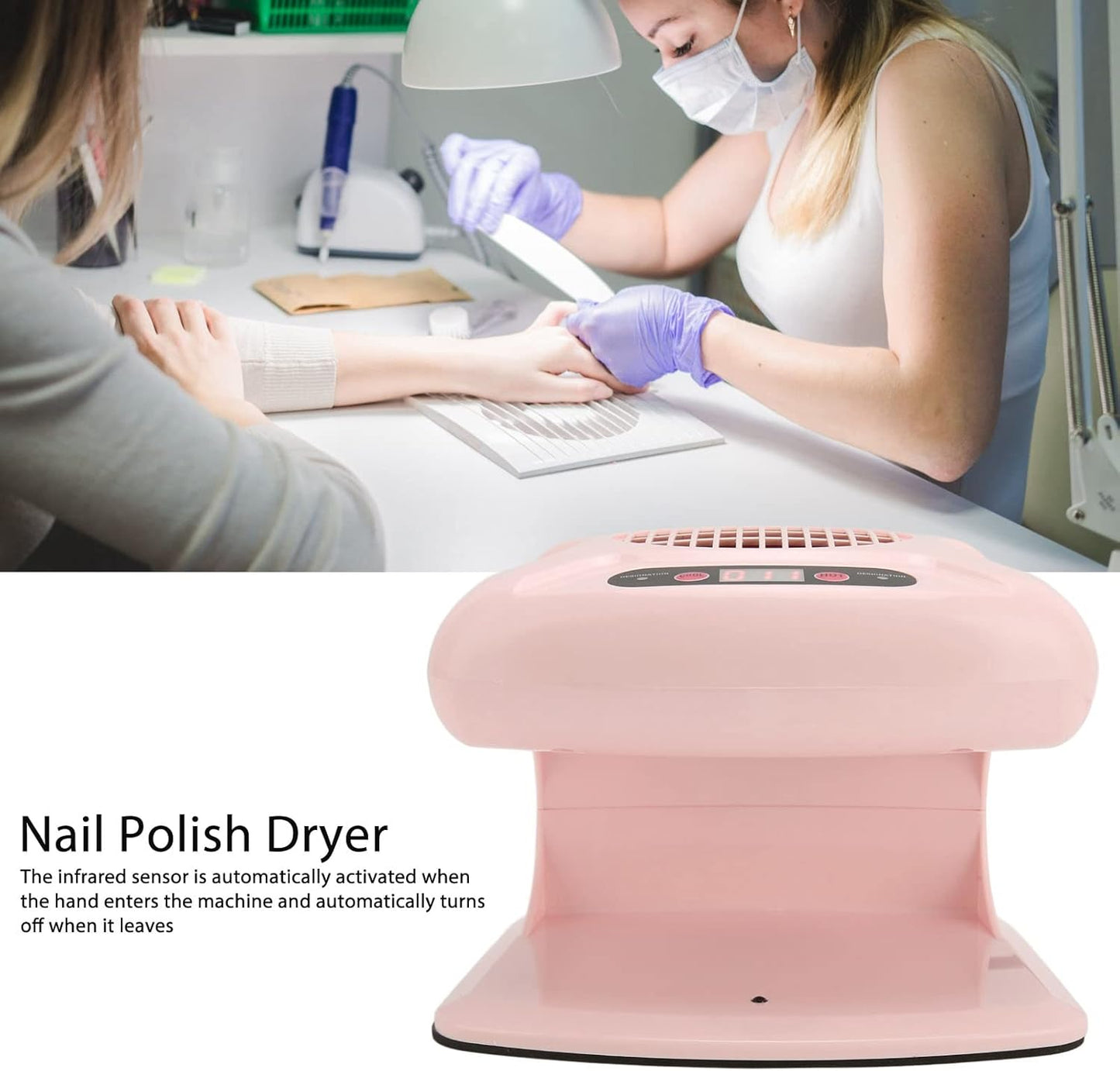 Portable Infrared Nail Dryer - 300W Automatic Fan with Hot & Cool Air for Home & Salon