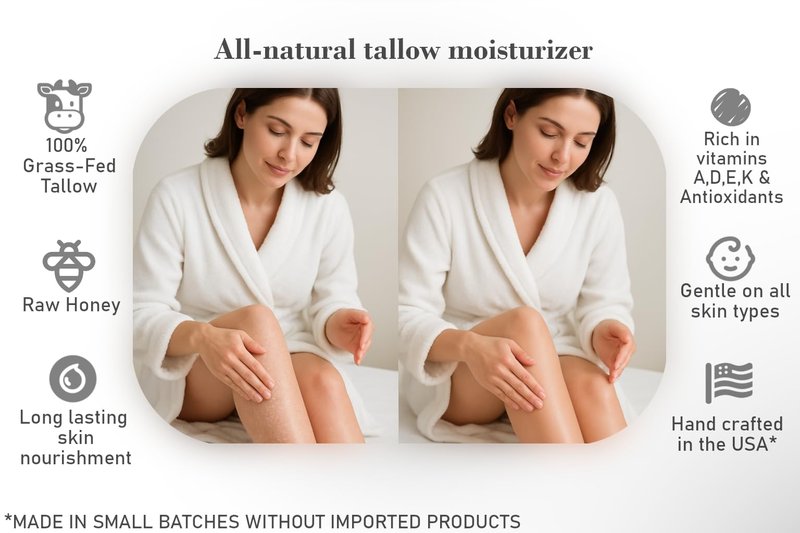 Bear Bird 100% Grass-Fed Tallow & Honey Lotion with Olive Oil & Lavender Essential Oil 16 ounce