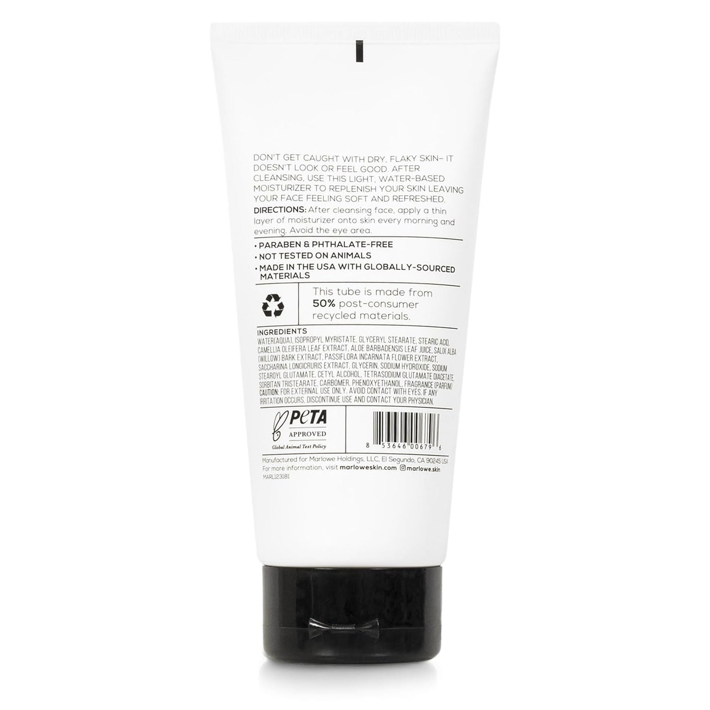MARLOWE. Men's Skin Care Set, Purifying Facial Cleanser & Hydrating Face Moisturizer Duo, Cleanses, Refreshes, Soothes Skin, Great Gift for Men, Clean, Vegan Daily Grooming Essentials