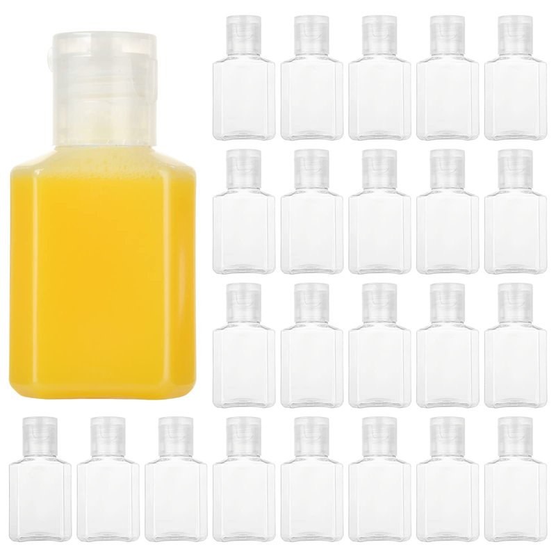 APACALI 100PCS Plastic Travel Bottles 1oz Mini Shampoo Bottles Small Empty Bottles Refillable Cosmetic Containers with Flip Cap Clear Portable Small Bottles for Liquid, Lotions, Toner, Body Soap