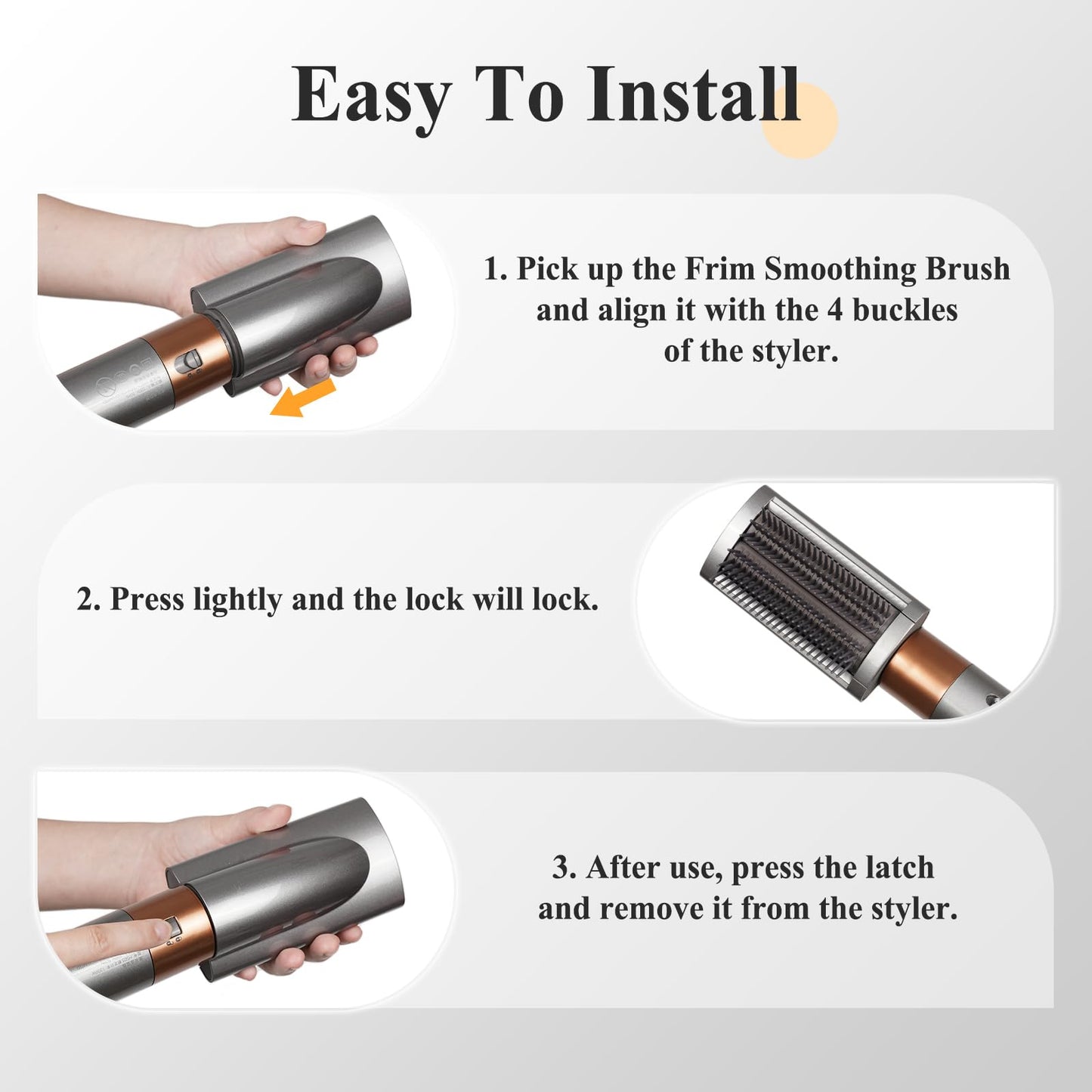 PUREGUST 0.78in-1.4in/ 20MM-36MM Long Barrels Attachment and Firm Smoothing Brush for Dyson Airwrap, for Professional Barrels Curl and Wave Curl