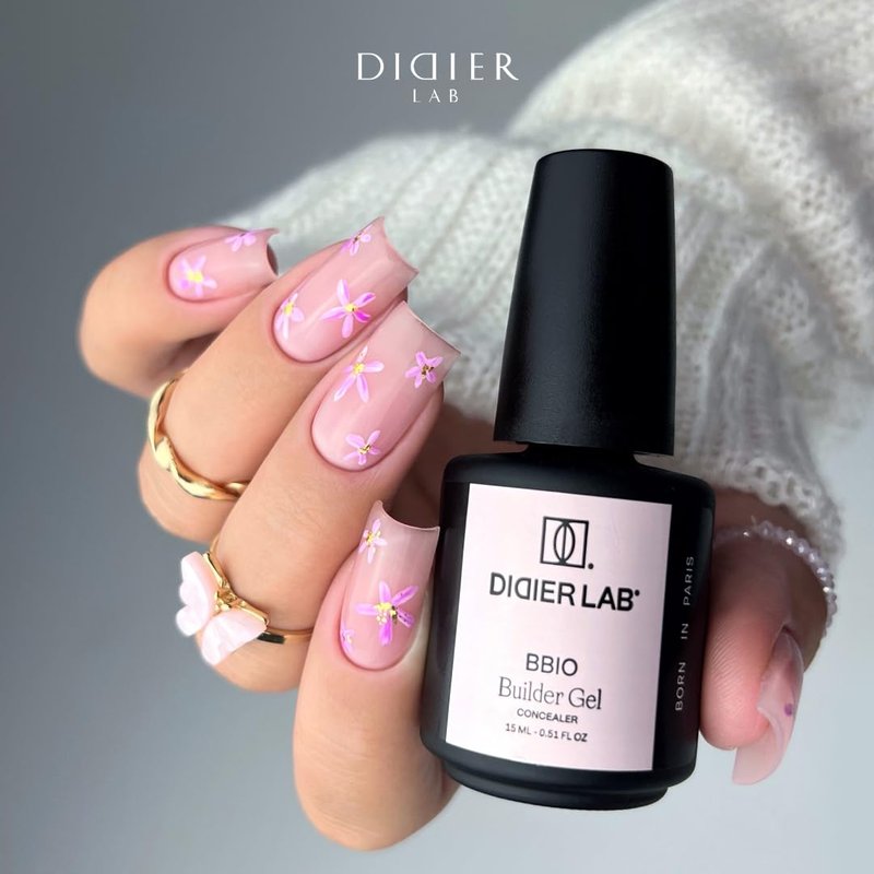 DIDIER LAB BBIO Builder Gel in a Bottle - Milky Pink - Clean Formula Free from HEMA and TPO - Self Leveling Builder Gel for Nails - Nail Builder LED UV Gel for Strengthening Nails - 0.51 fl oz