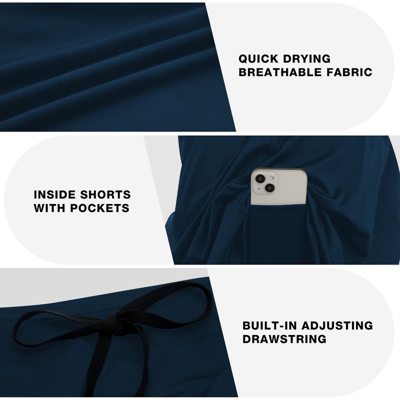 beroy Women Plus Size Skorts Skirts Knee Length Running Skirts for Women with Pockets Navy 3XL