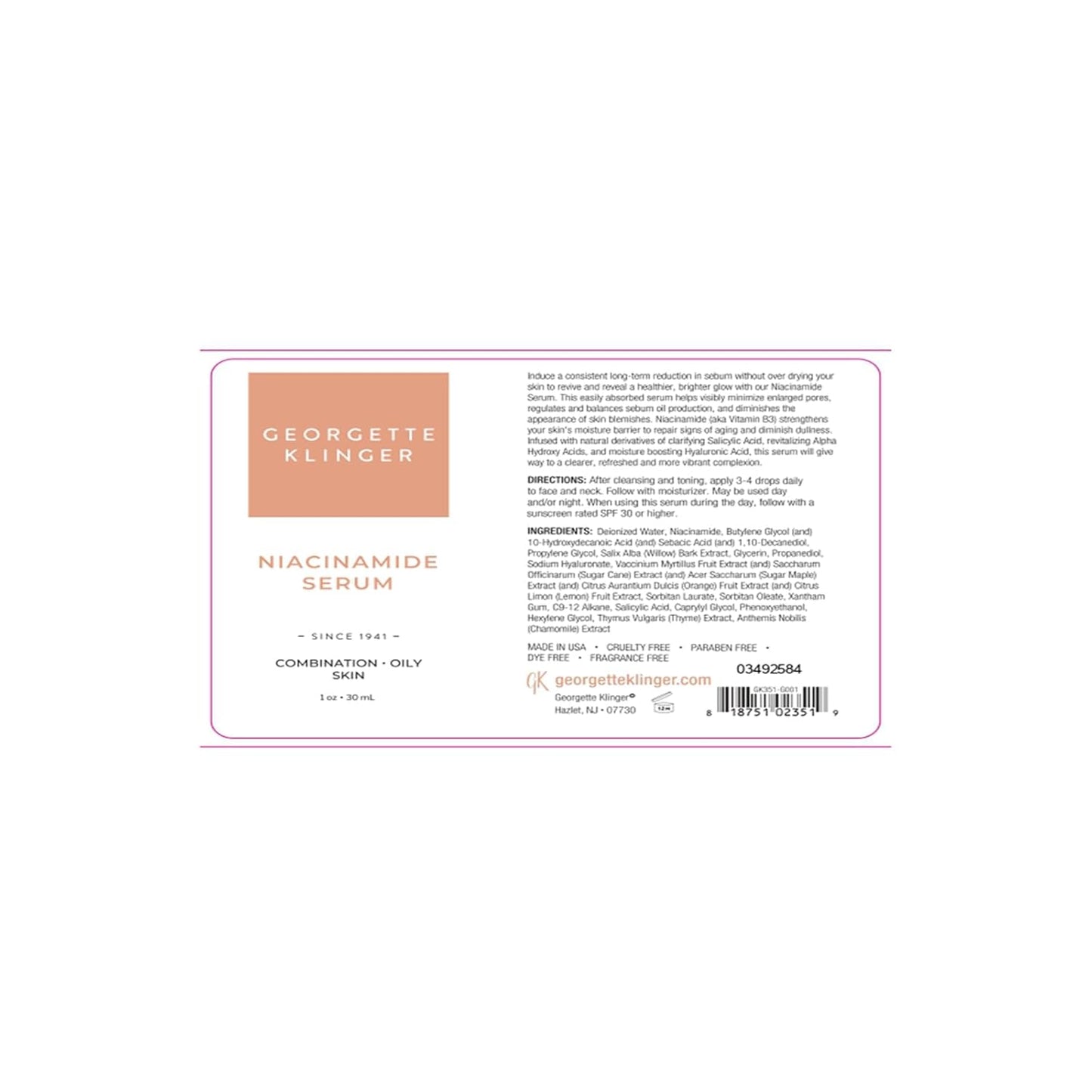 Niacinamide Serum - Minimize Pores & Balance Sebum | Hydrating Formula with Salicylic & Hyaluronic Acid - 1 oz