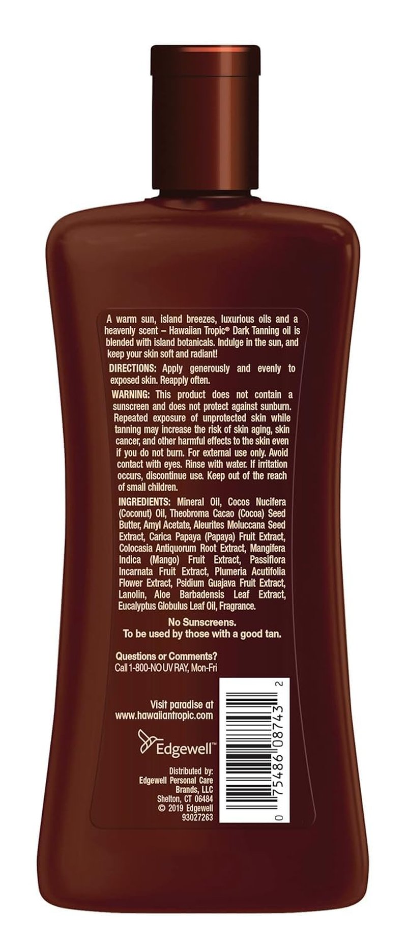 Hawaiian Tropic Dark Tanning Oil, SPF 0, 8 Fluid Ounce (Pack of 3)