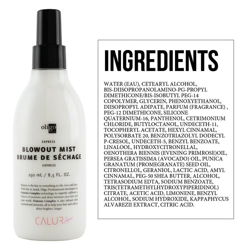 Calura Express Blowout Mist by Oligo Professional | Heat Protectant for Hair with Osmosis Complex Technology | Mineral Infused Heat Protectant Spray for Hair | Sulfate Free Hair Heat Protectant, 8.5oz