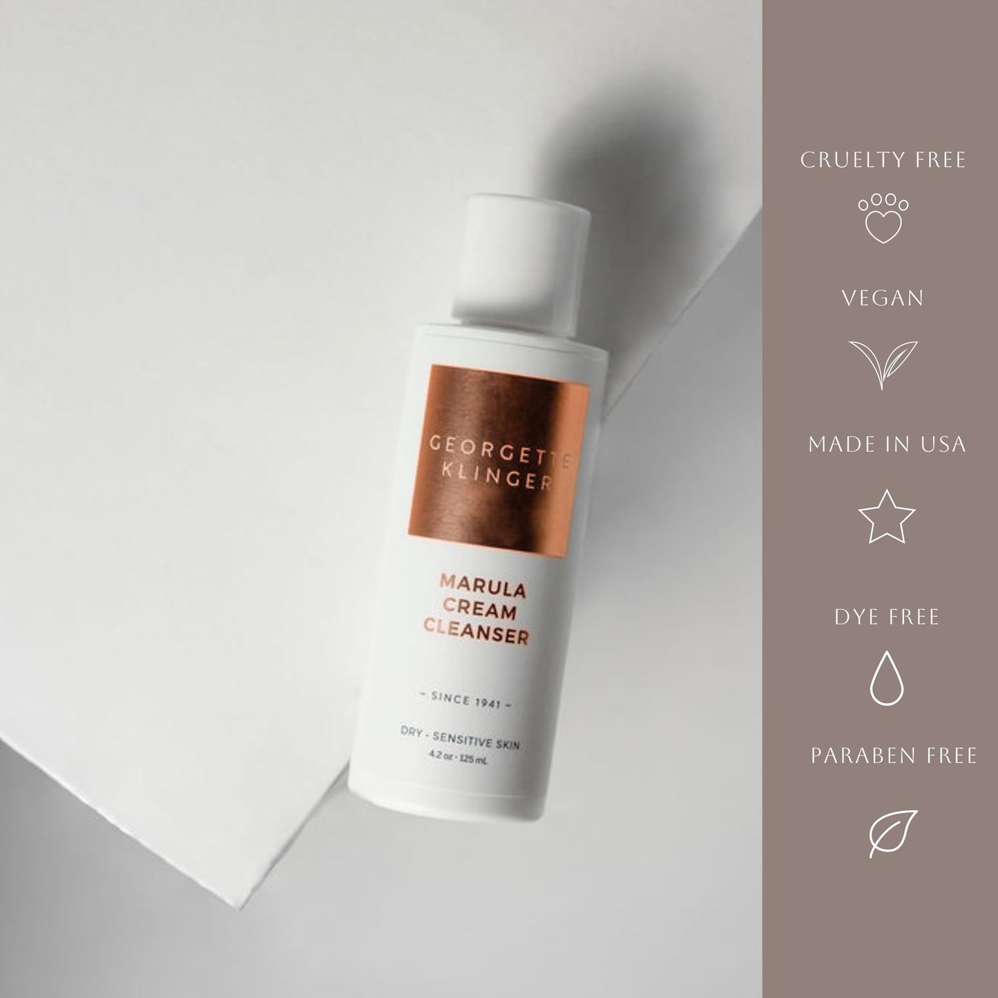Georgette Klinger Marula Cream Cleanser - Moisturizing, Hydrating, Nourishes Dryness, Gentle Daily Face Wash, Removes Makeup, Dirt, Free Radicals for Normal, Dry, Sensitive Skin - 4.2 oz