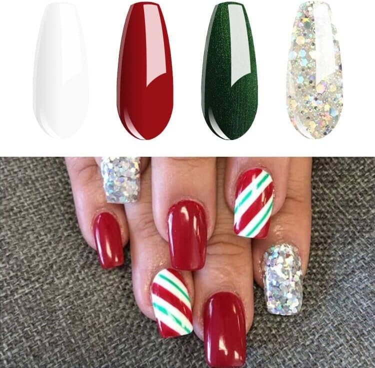 Vishine Christmas Glitter Gel Nail Polish Set - 4 Soak Off UV LED Colors (8ml Each)