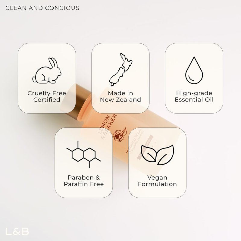 Lemon & Beaker Pore-Reducing Toner - Alcohol-Free, Vegan Face Toner for Soothing & Hydrating Skin, Minimizes Large Pores, 3.5 fl oz, Made in New Zealand