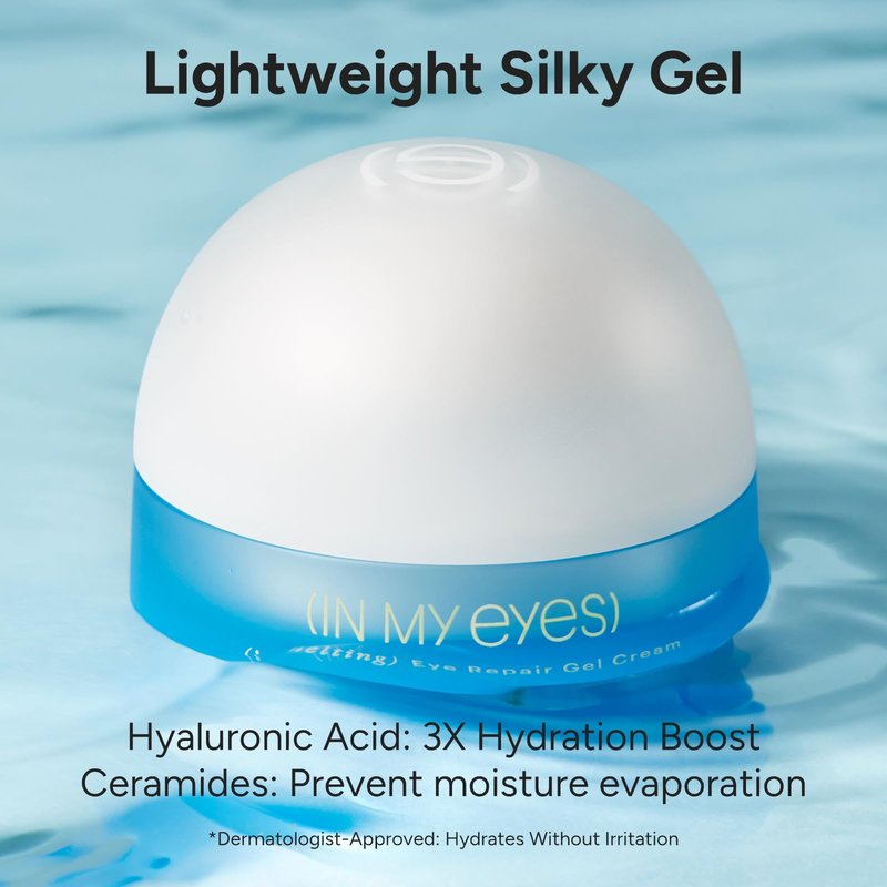 In My Eyes Eye Repair Gel Cream - Under Eye Cream with Caffeine & Lutein, Anti-Wrinkle and Firming, Treatment to Reduce Dark Circles, Fine Lines & Puffiness, 0.5 oz.